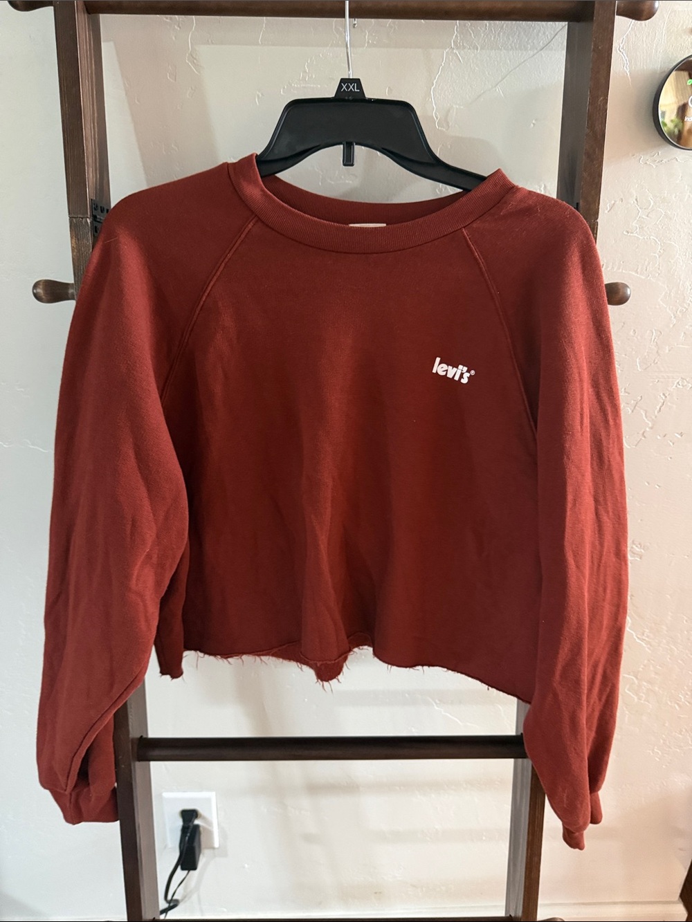 Levi's Rust Red Cropped Sweatshirt with White Logo Women’s size Medium